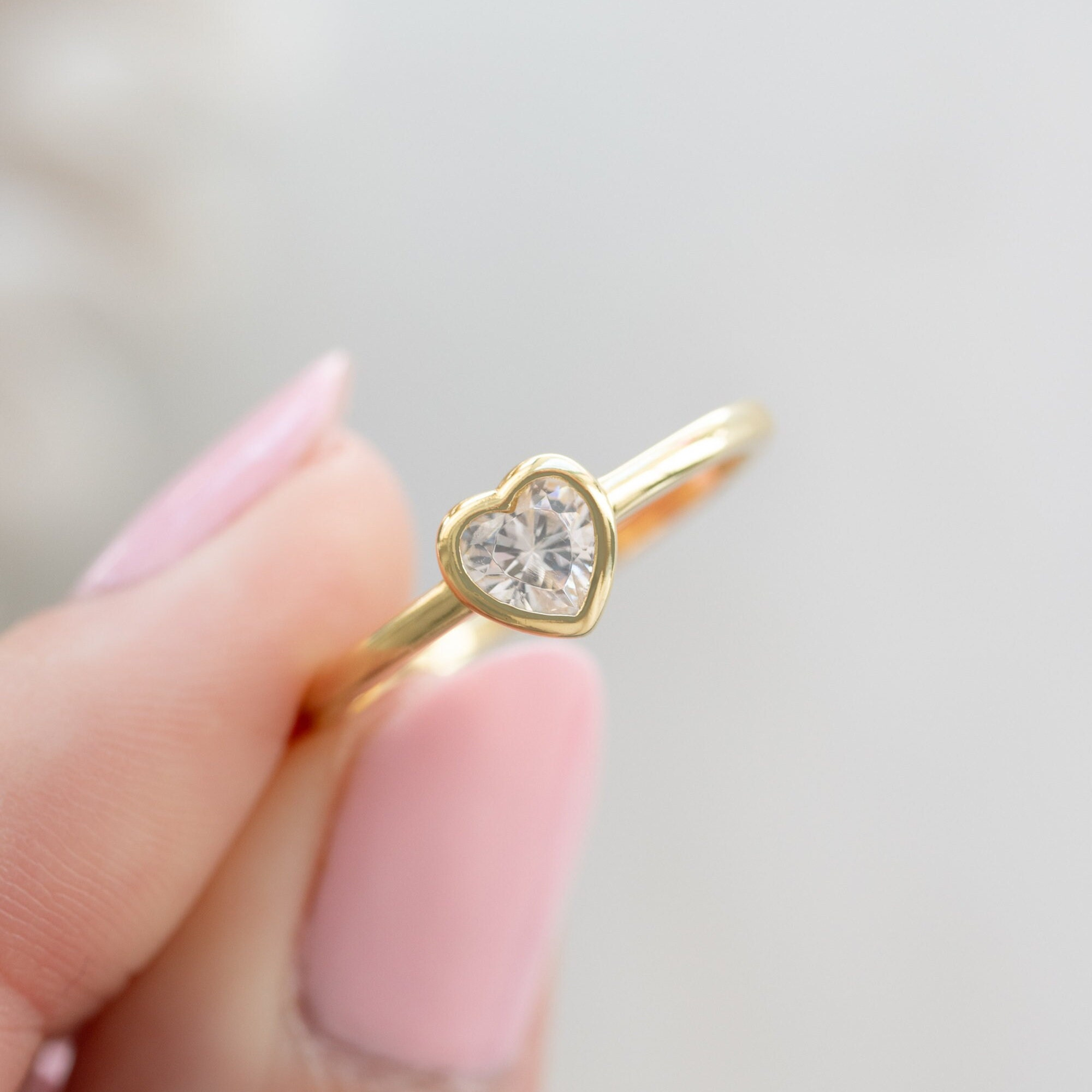 Chevron V Shape Crystal Ring